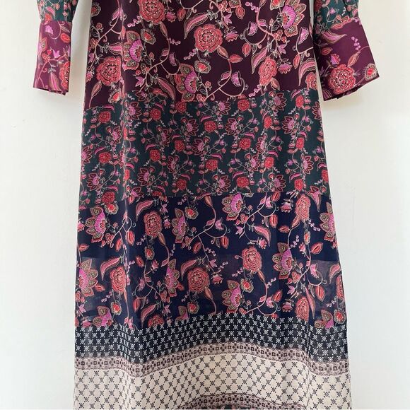 Cabi "Festive" Jewel Tone Floral Patterns Long Sleeve Round Neck Maxi Dress - Picture 12 of 14